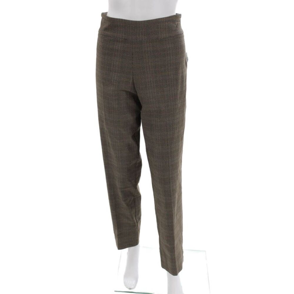 Estelle & Finn Womens Brown Plaid Polyester Pull On Dress Pants Size 14